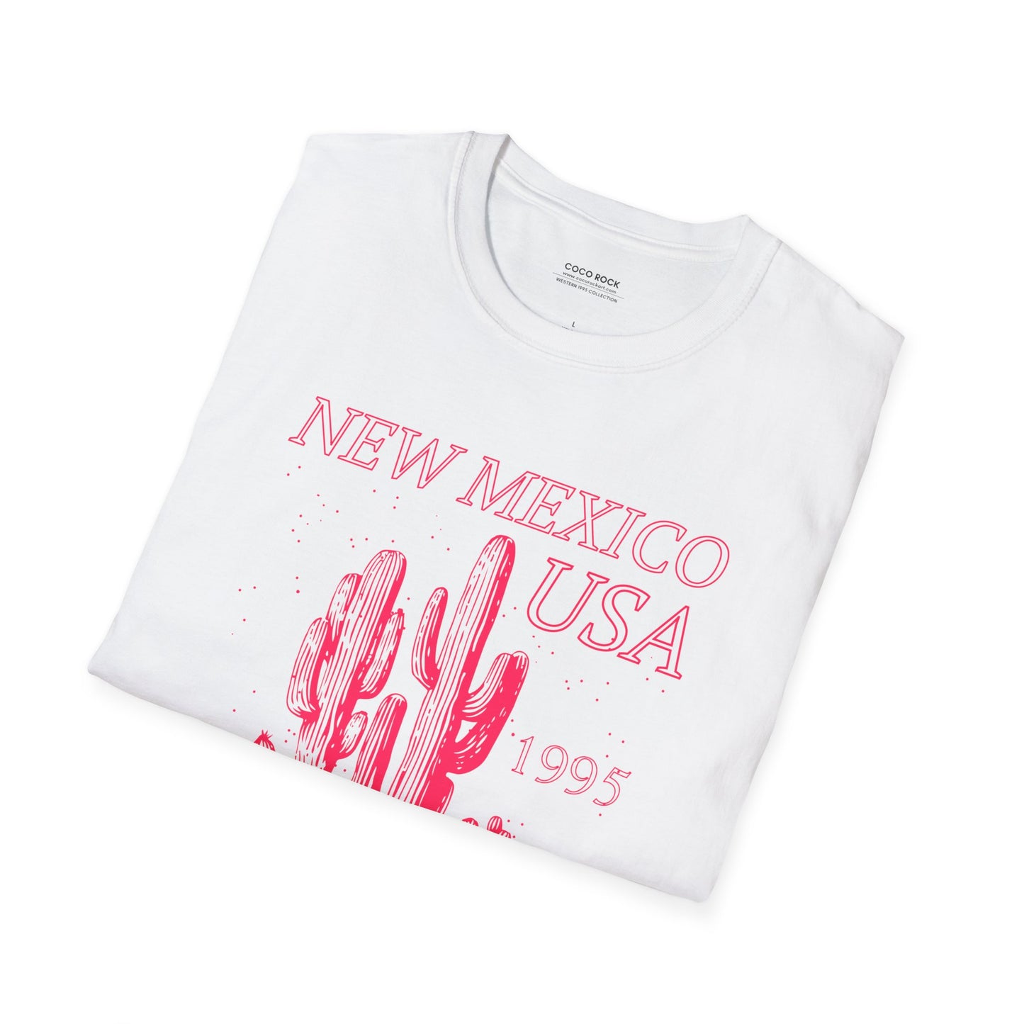 New Mexico, USA, Pink Desert Cactus Graphic T-Shirt, Western 1995 Graphic Tee Collection