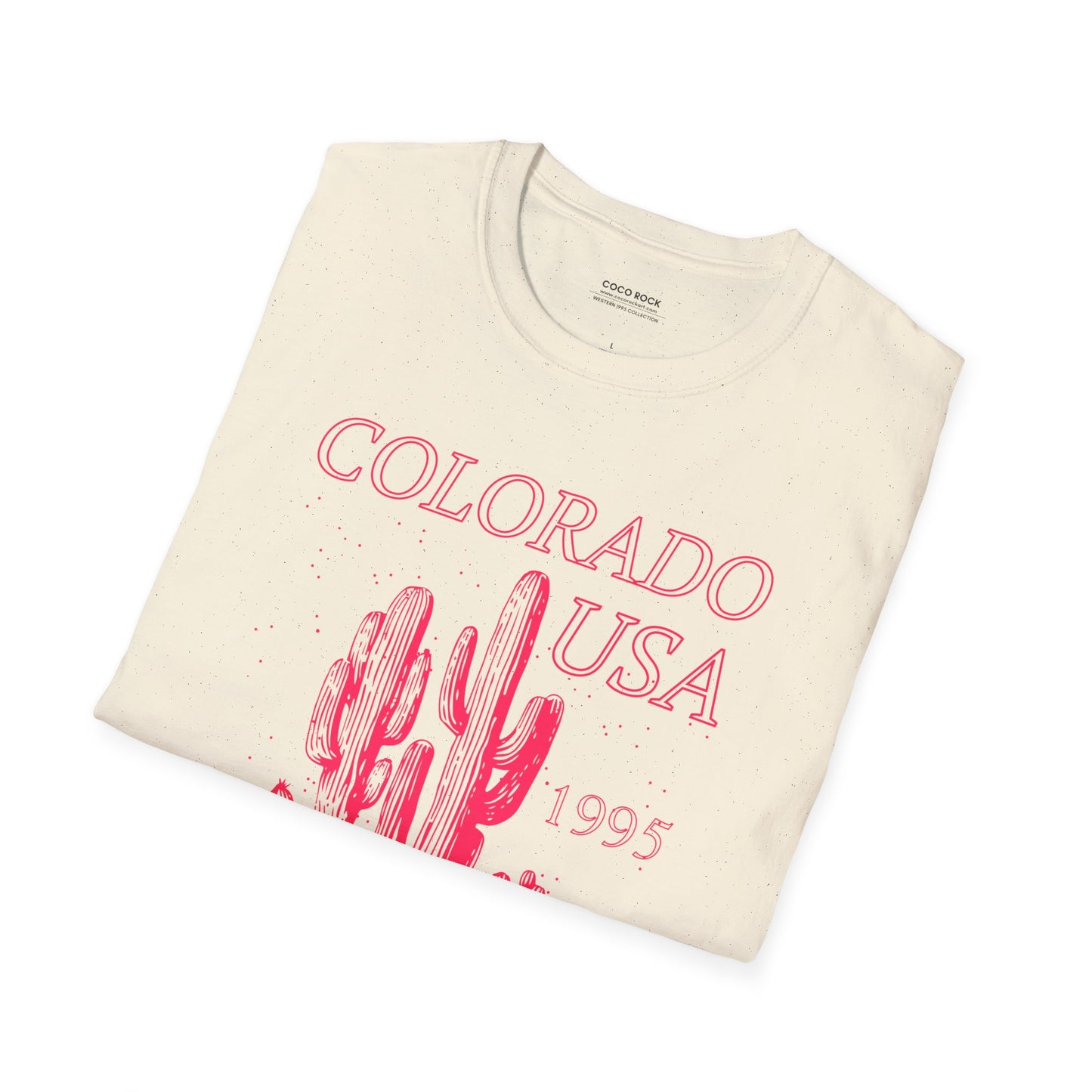 Colorado, USA, Pink Desert Cactus Graphic T-Shirt, Western 1995 Graphic Tee Collection