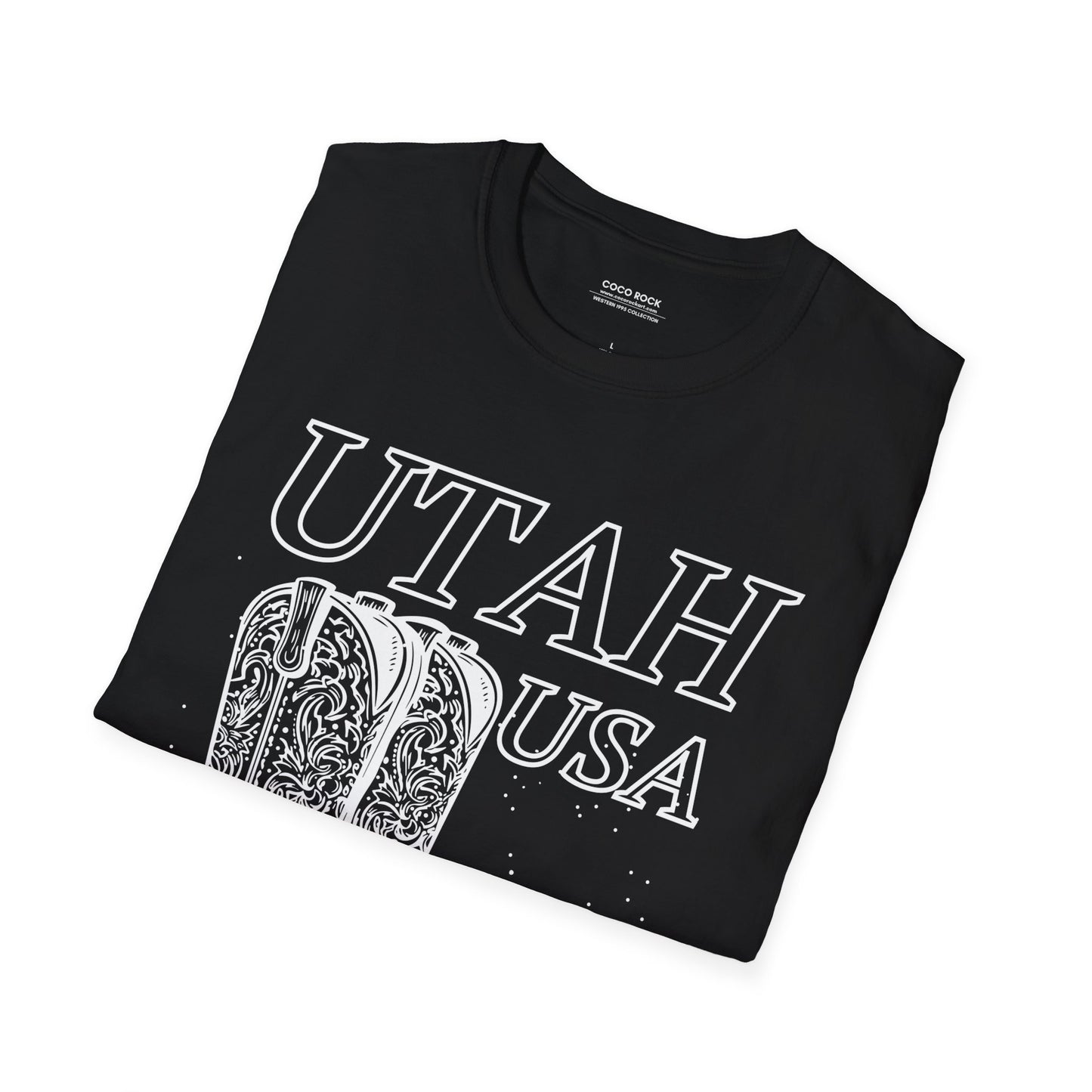 Utah, USA, White Cowboy Boots Graphic T-Shirt, Western 1995 Graphic Tee Collection