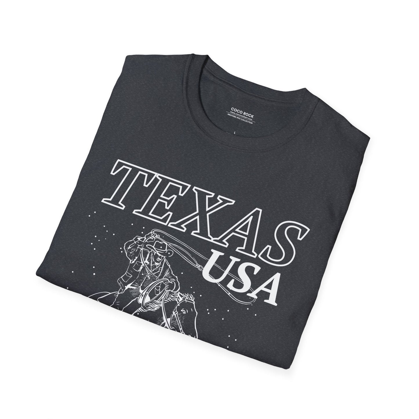 Texas, USA, White Cowboy Lasso Graphic T-Shirt, Western 1995 Graphic Tee Collection