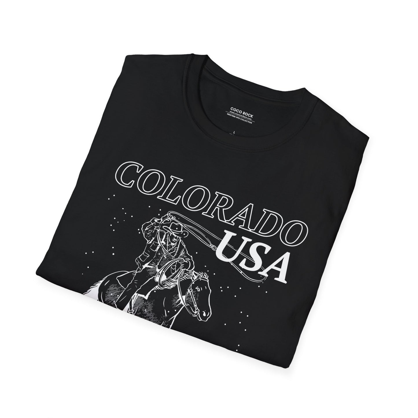 Colorado, USA, White Cowboy Lasso Graphic T-Shirt, Western 1995 Graphic Tee Collection