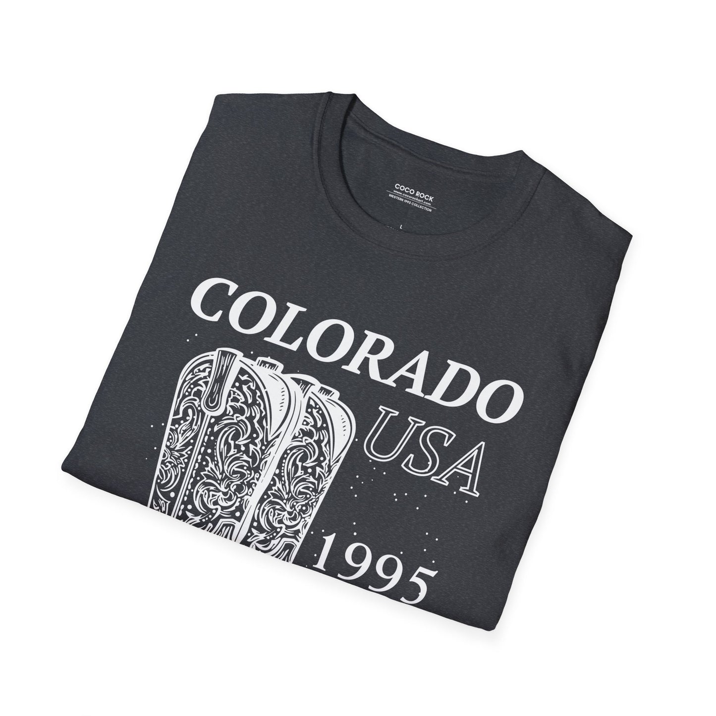 Colorado, USA, White Cowboy Boots Graphic T-Shirt, Western 1995 Graphic Tee Collection