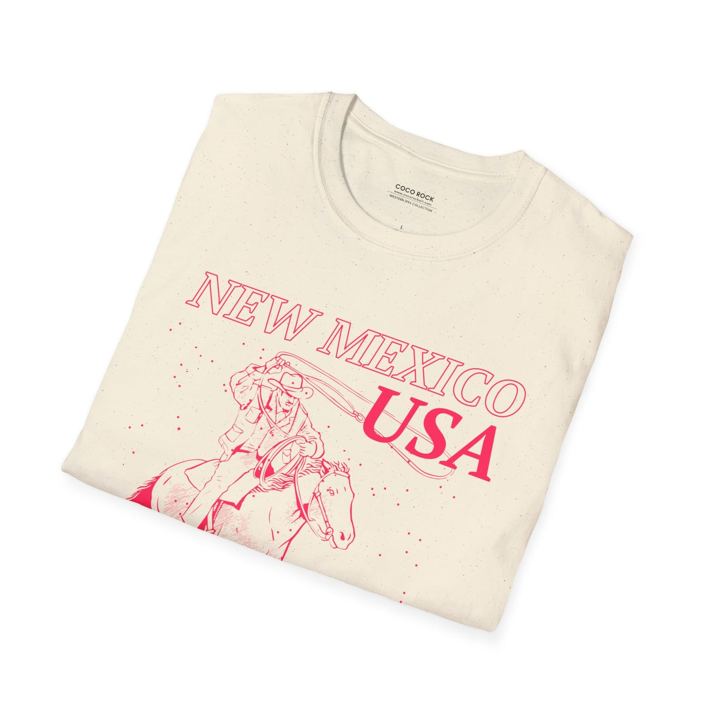 New Mexico, USA, Pink Cowboy Lasso Graphic T-Shirt, Western 1995 Graphic Tee Collection