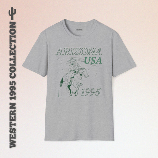 Arizona, USA, Cowboy Lasso Graphic T-Shirt, Western 1995 Graphic Tee Collection