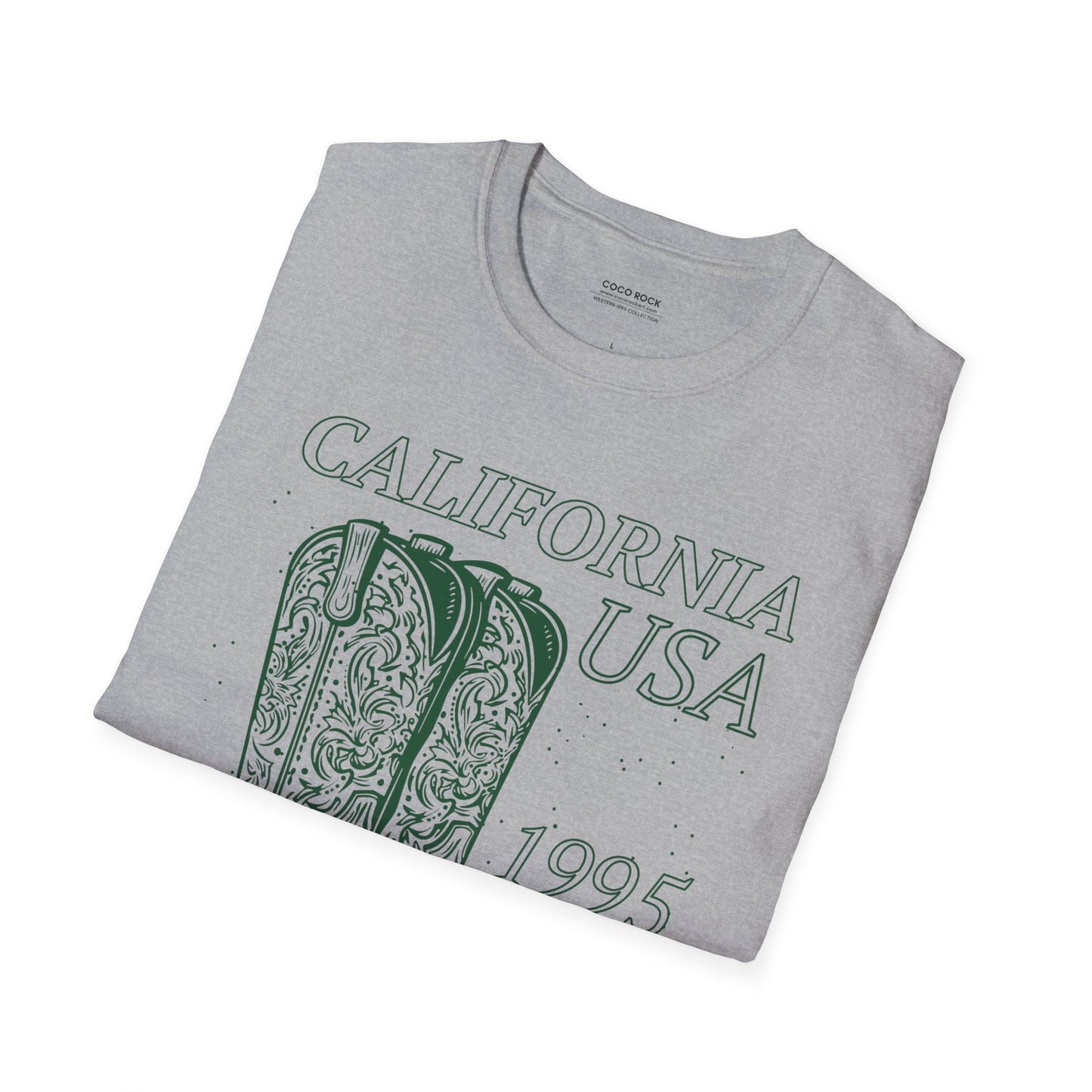 California, USA, Cowboy Boots Graphic T-Shirt, Western 1995 Graphic Tee Collection