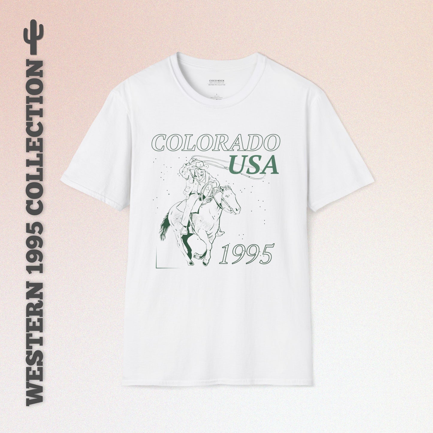 Colorado, USA, Cowboy Lasso Graphic T-Shirt, Western 1995 Graphic Tee Collection