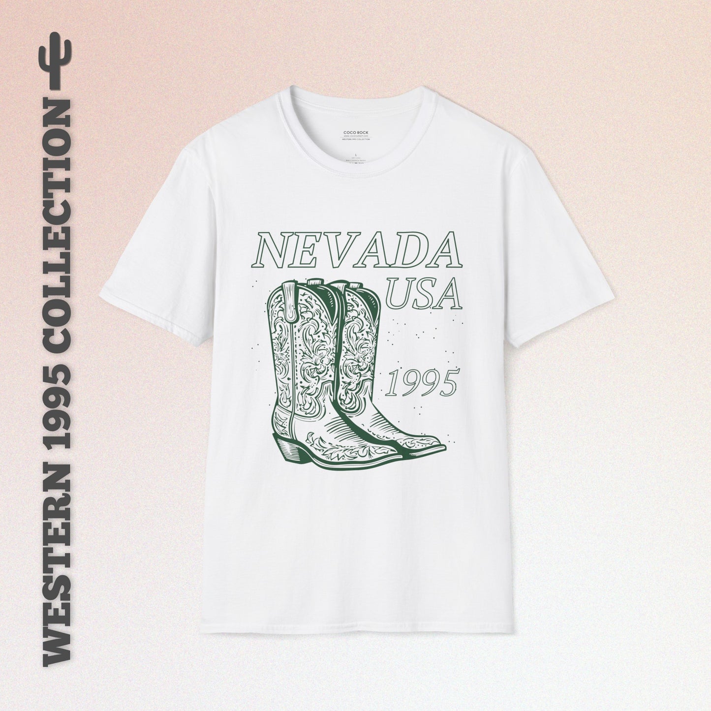 Nevada, USA, Cowboy Boots Graphic T-Shirt, Western 1995 Graphic Tee Collection