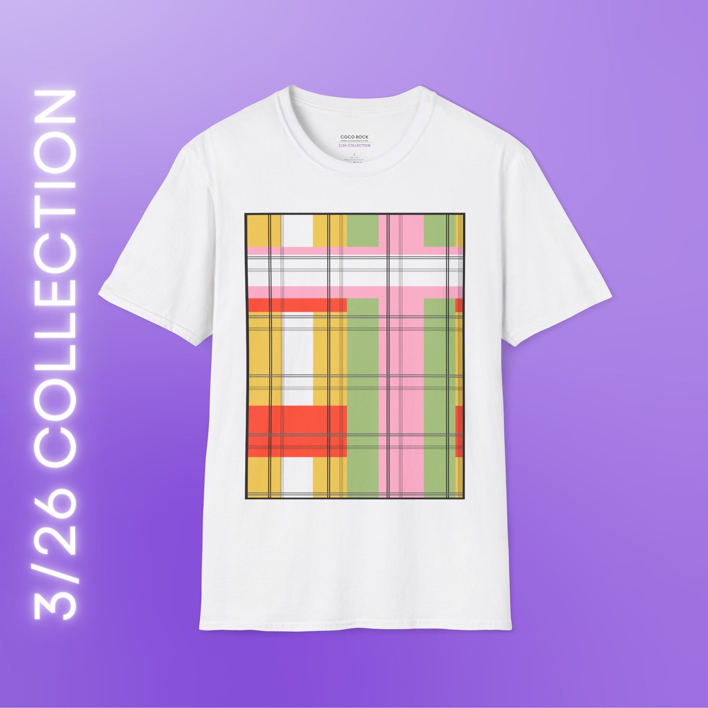 Yellow Plaid Pattern - 3/26 Collection - Graphic Unisex Softstyle T-Shirt