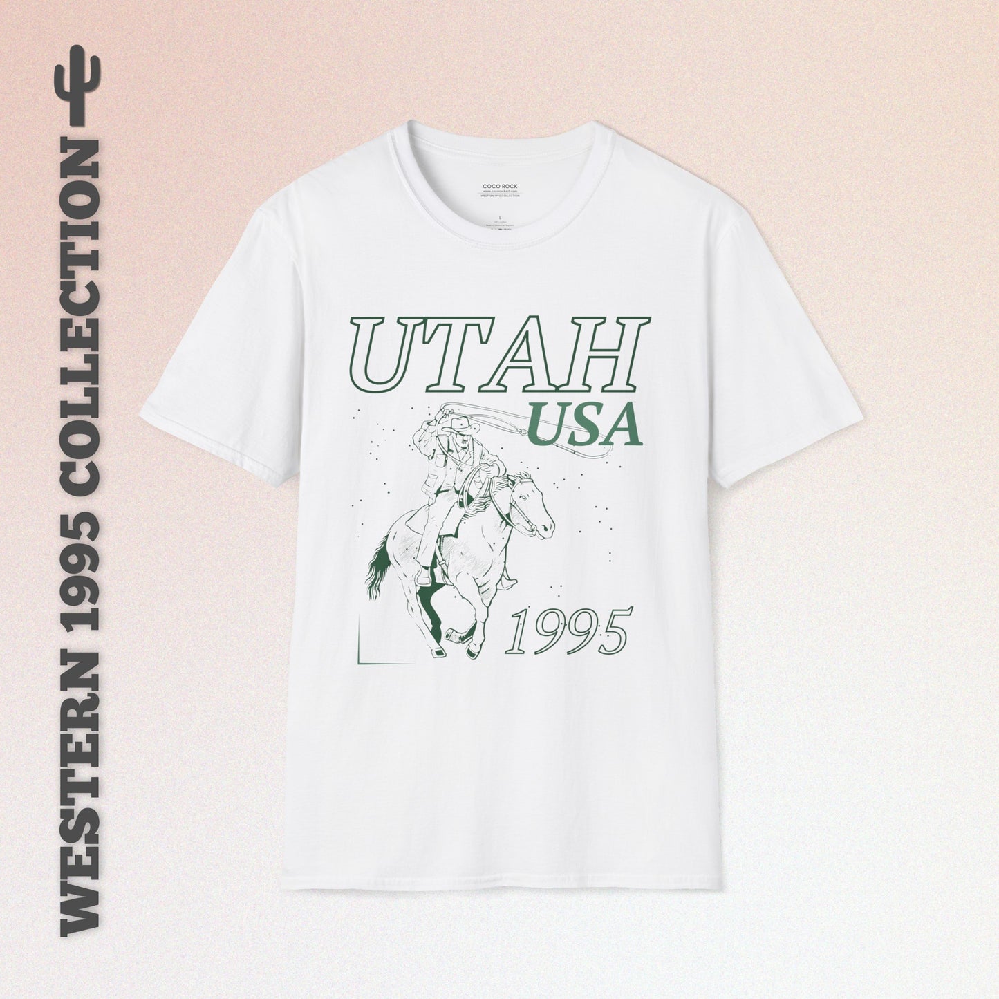 Utah, USA, Cowboy Lasso Graphic T-Shirt, Western 1995 Graphic Tee Collection