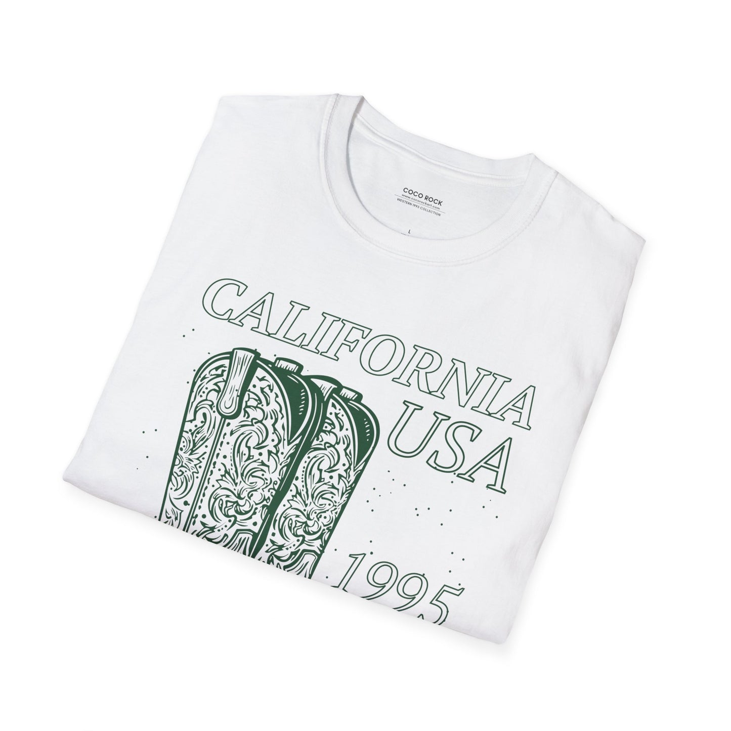 California, USA, Cowboy Boots Graphic T-Shirt, Western 1995 Graphic Tee Collection