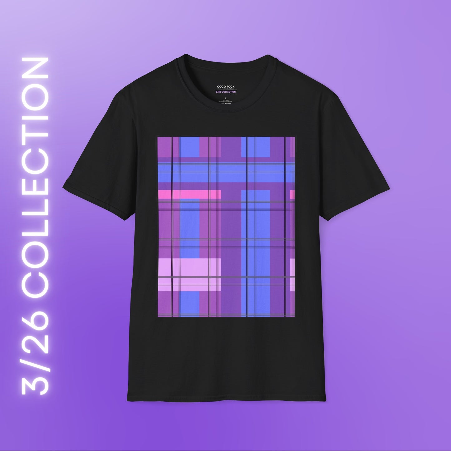 Purple Plaid Pattern - 3/26 Collection - Graphic Unisex Softstyle T-Shirt