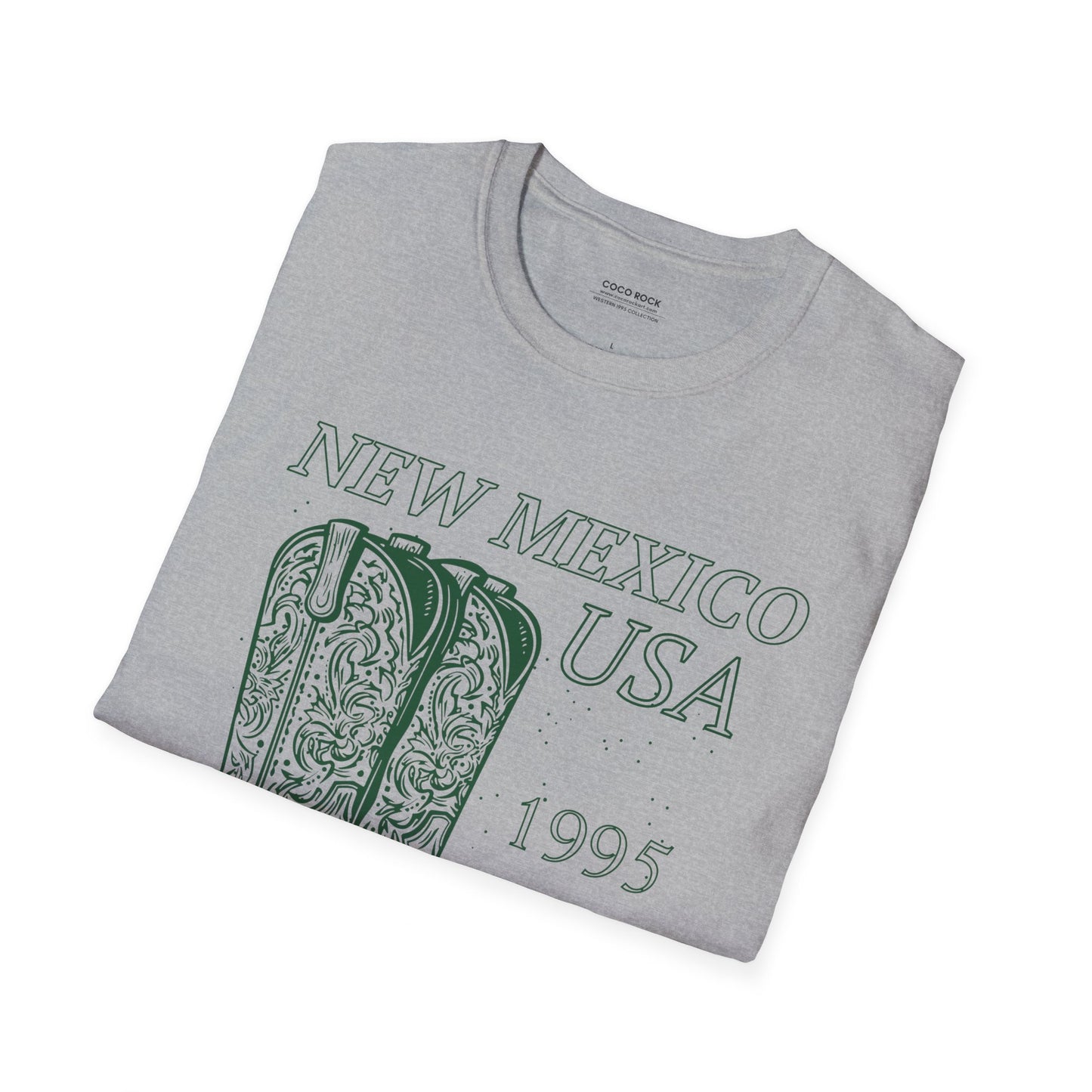 New Mexico, USA, Green Cowboy Boots Graphic T-Shirt, Western 1995 Graphic Tee Collection