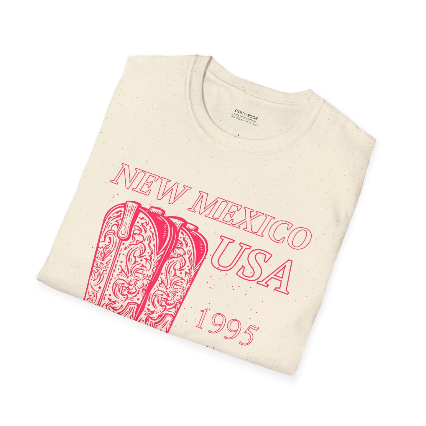 New Mexico, USA, Pink Cowboy Boots Graphic T-Shirt, Western 1995 Graphic Tee Collection