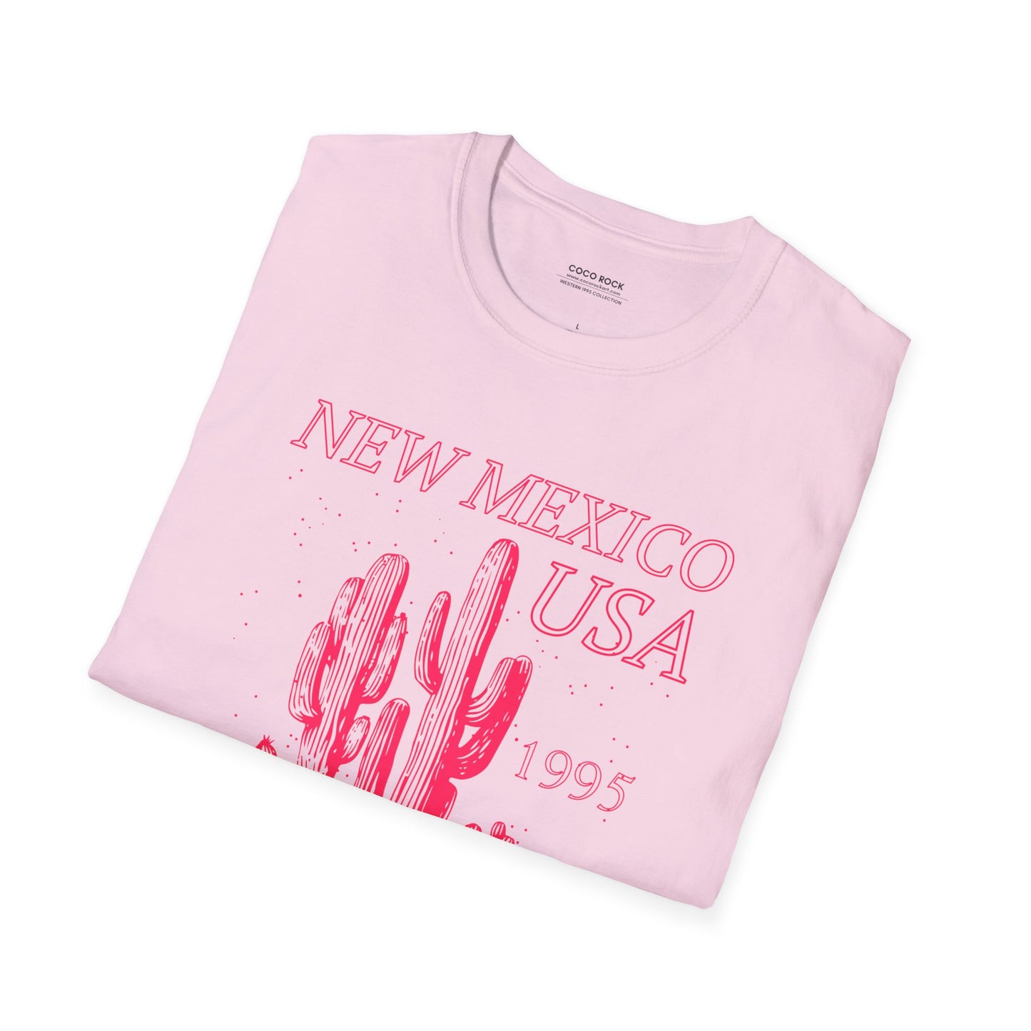 New Mexico, USA, Pink Desert Cactus Graphic T-Shirt, Western 1995 Graphic Tee Collection