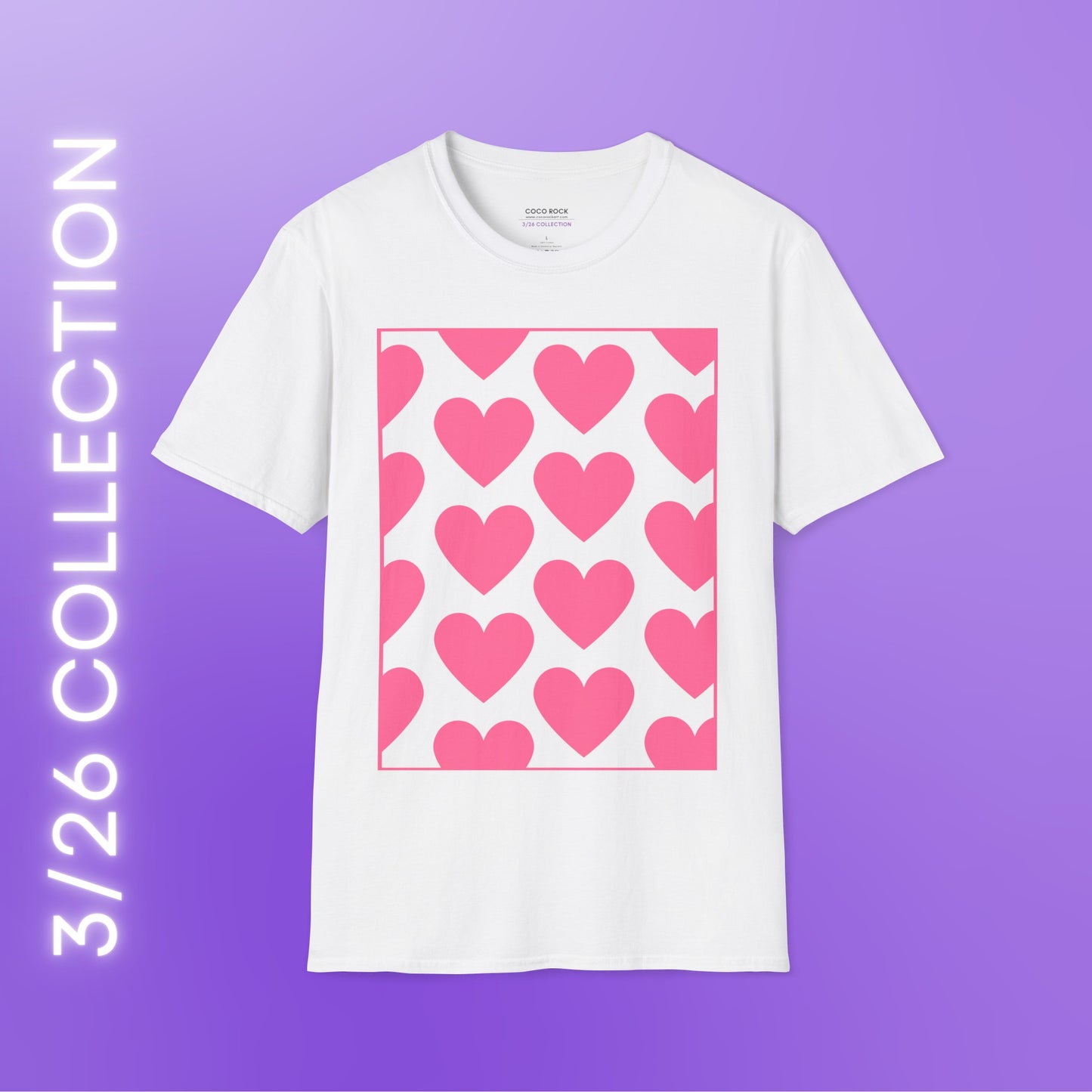 Pink Heart Pattern - 3/26 Collection - Graphic Unisex Softstyle T-Shirt