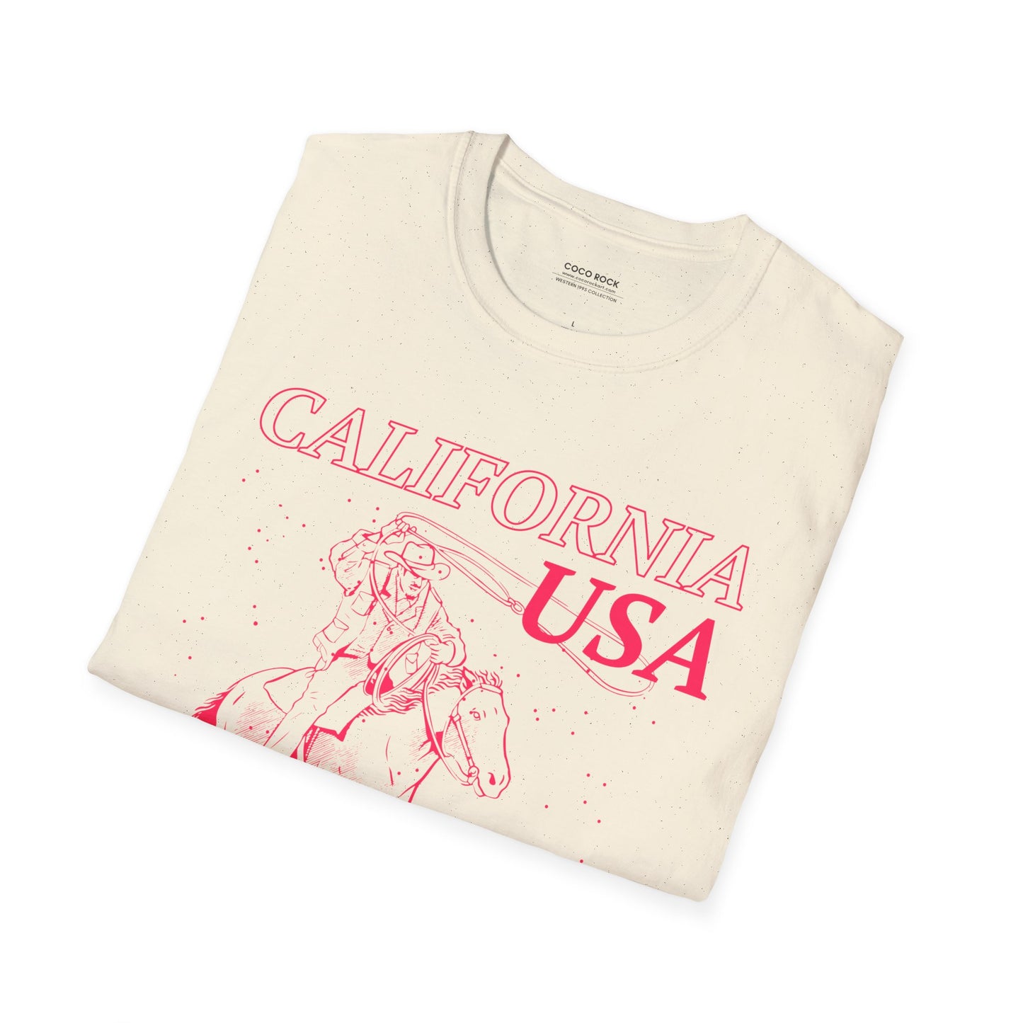 California, USA, Pink Cowboy Lasso Graphic T-Shirt, Western 1995 Graphic Tee Collection