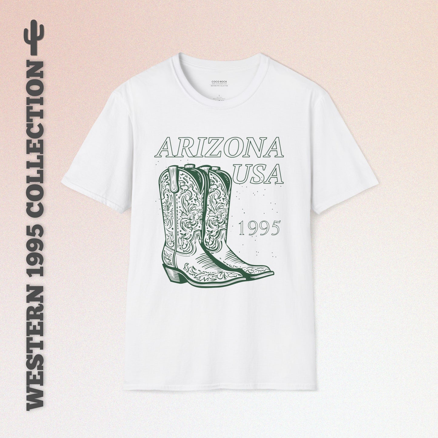 Arizona, USA, Cowboy Boots Graphic T-Shirt, Western 1995 Graphic Tee Collection