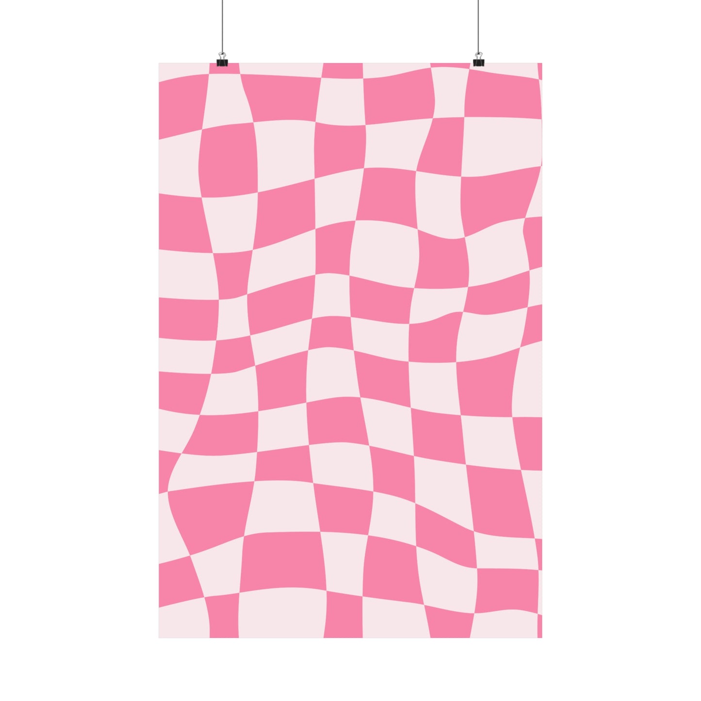 Pop Pink Wall Art - White and Pink Checker Pattern - Matte Vertical Posters