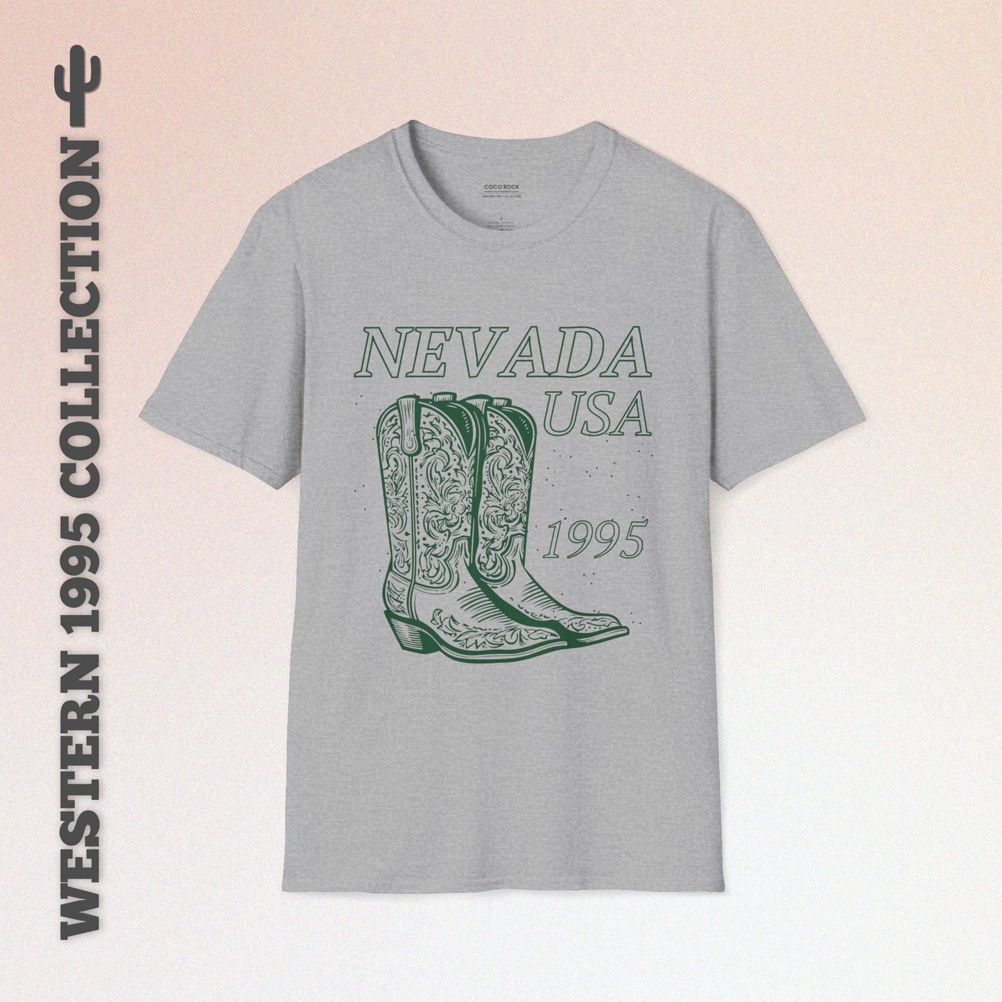 Nevada, USA, Cowboy Boots Graphic T-Shirt, Western 1995 Graphic Tee Collection