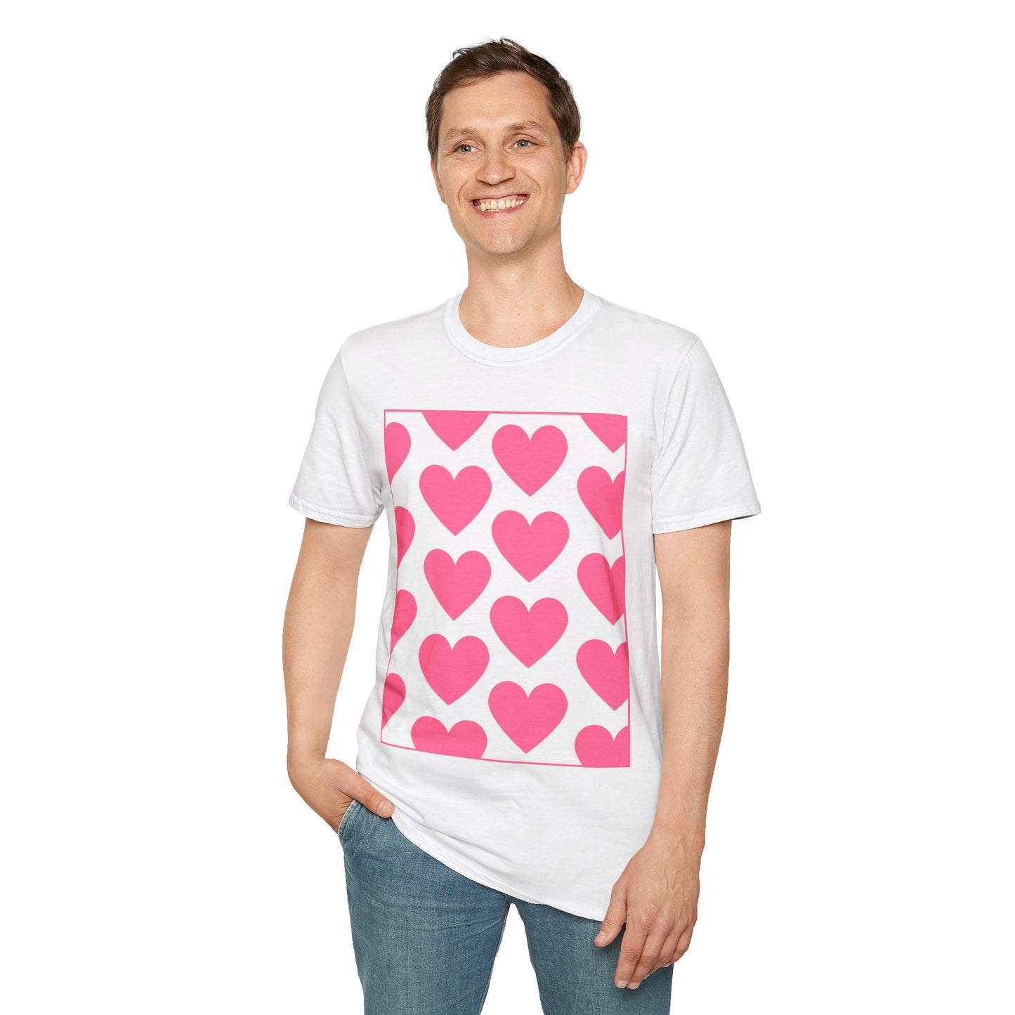 Pink Heart Pattern - 3/26 Collection - Graphic Unisex Softstyle T-Shirt