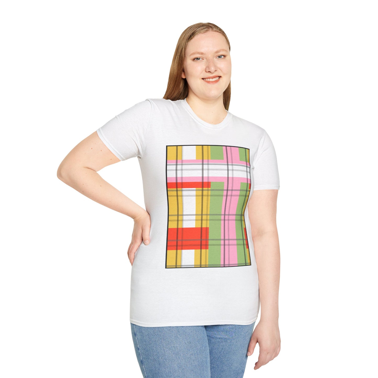 Yellow Plaid Pattern - 3/26 Collection - Graphic Unisex Softstyle T-Shirt