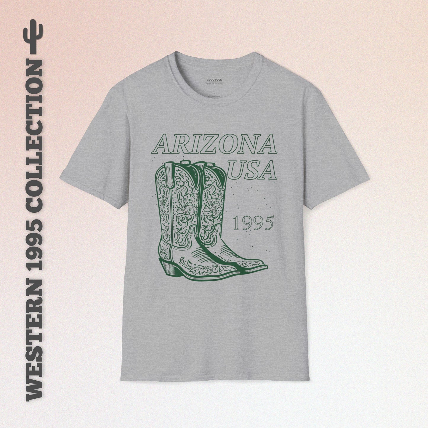 Arizona, USA, Cowboy Boots Graphic T-Shirt, Western 1995 Graphic Tee Collection