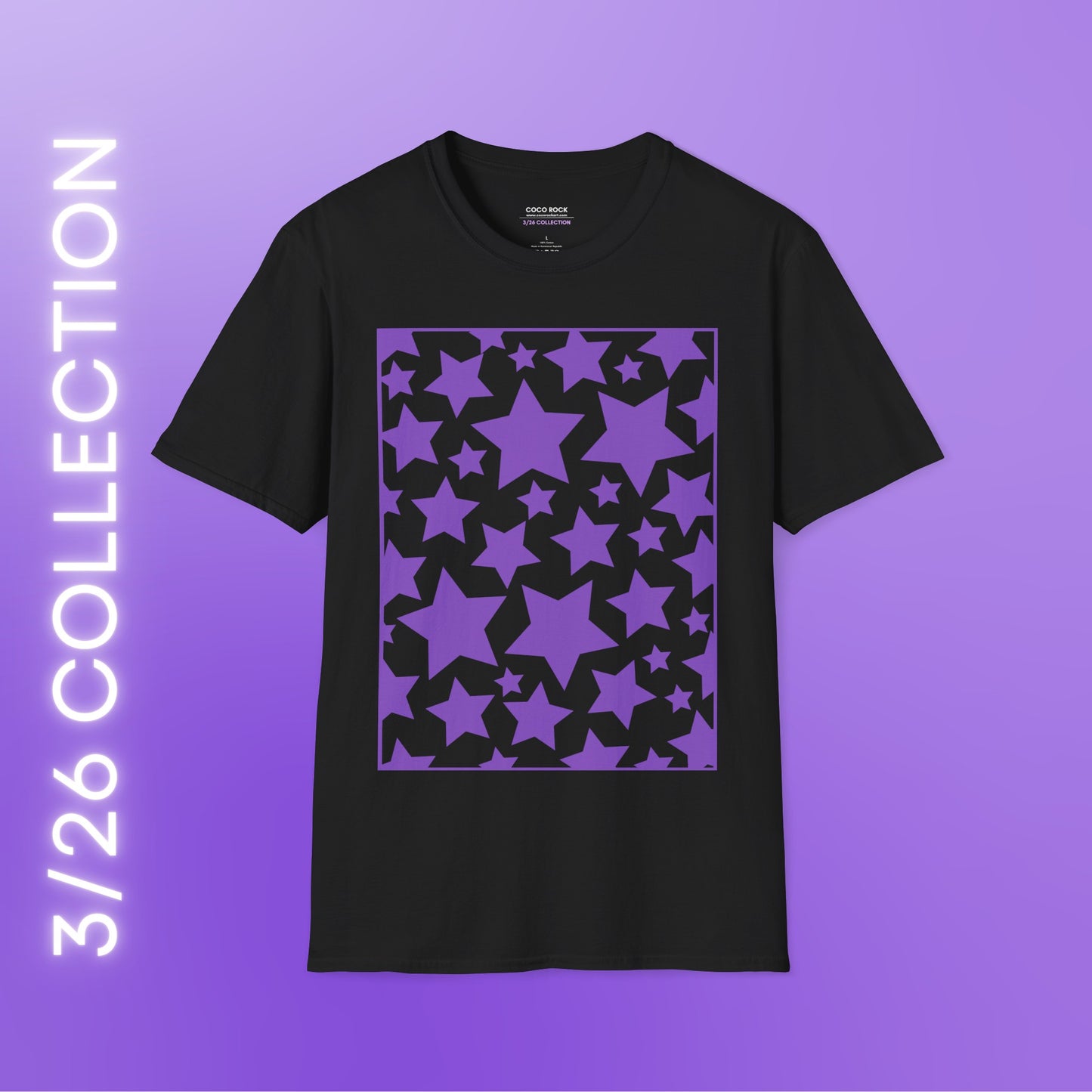 Purple Star Pattern - 3/26 Collection - Graphic Unisex Softstyle T-Shirt