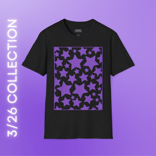 Purple Star Pattern - 3/26 Collection - Graphic Unisex Softstyle T-Shirt