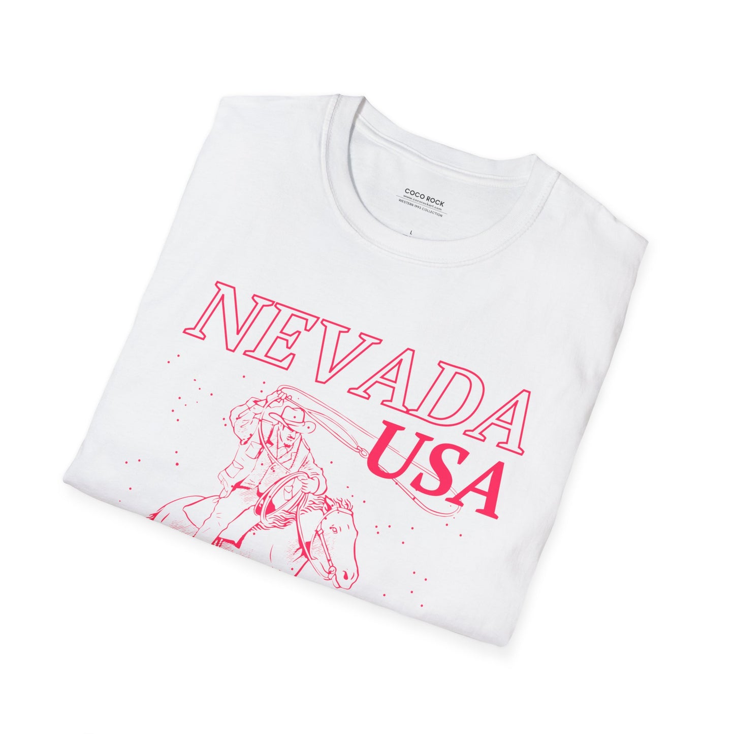 Nevada, USA, Pink Cowboy Lasso Graphic T-Shirt, Western 1995 Graphic Tee Collection