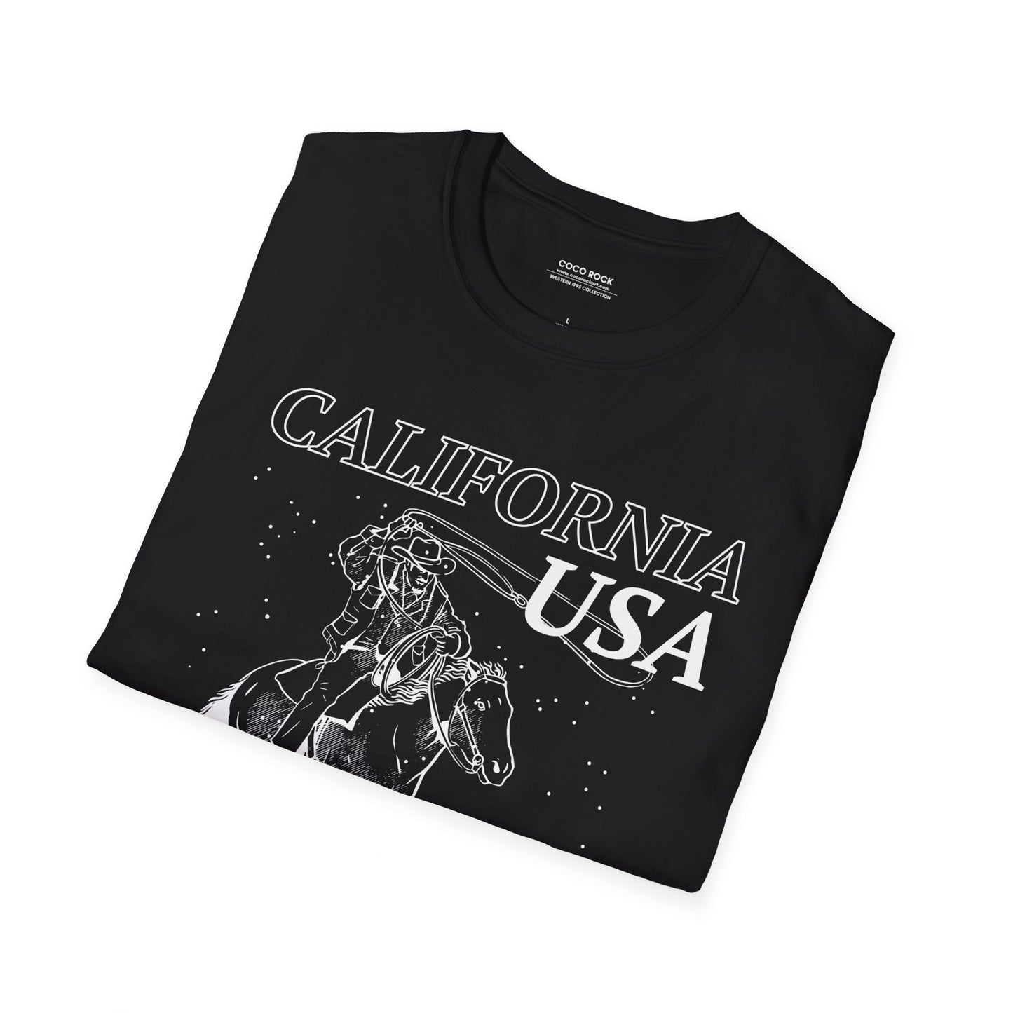 California, USA, White Cowboy Lasso Graphic T-Shirt, Western 1995 Graphic Tee Collection