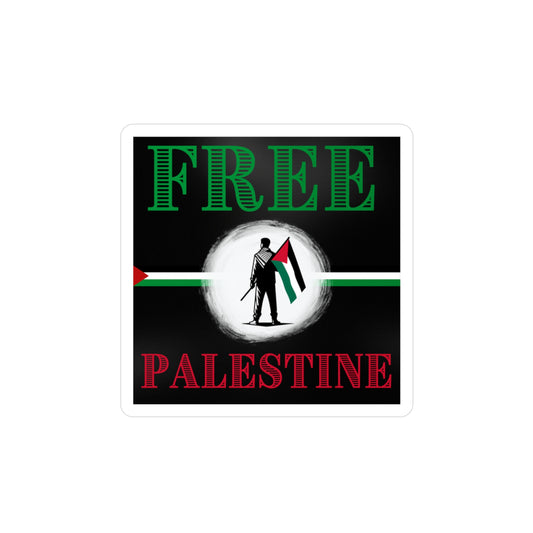 Free Palestine Man-With-Flag Sticker Kiss-Cut Vinyl Decals