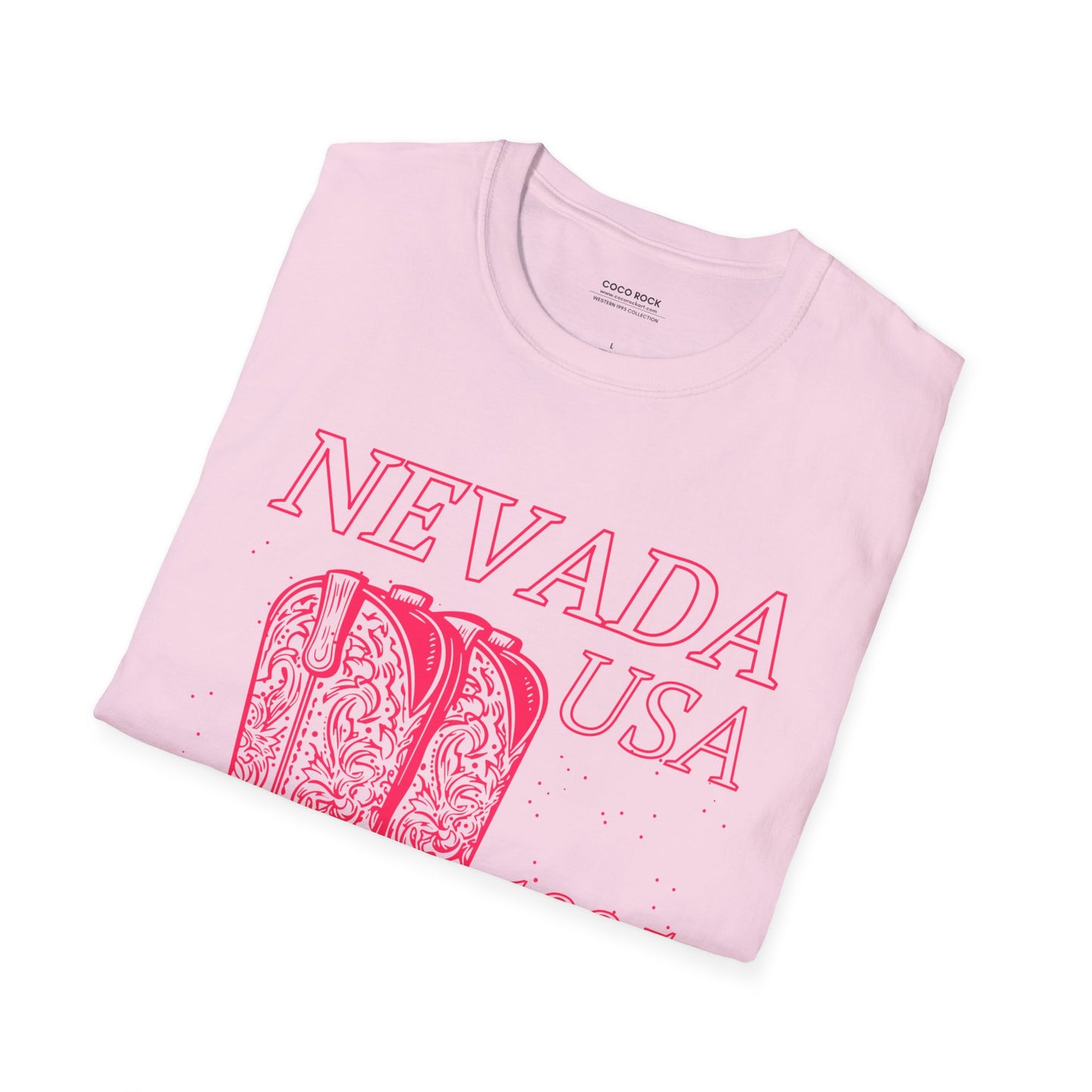 Nevada, USA, Pink Cowboy Boots Graphic T-Shirt, Western 1995 Graphic Tee Collection