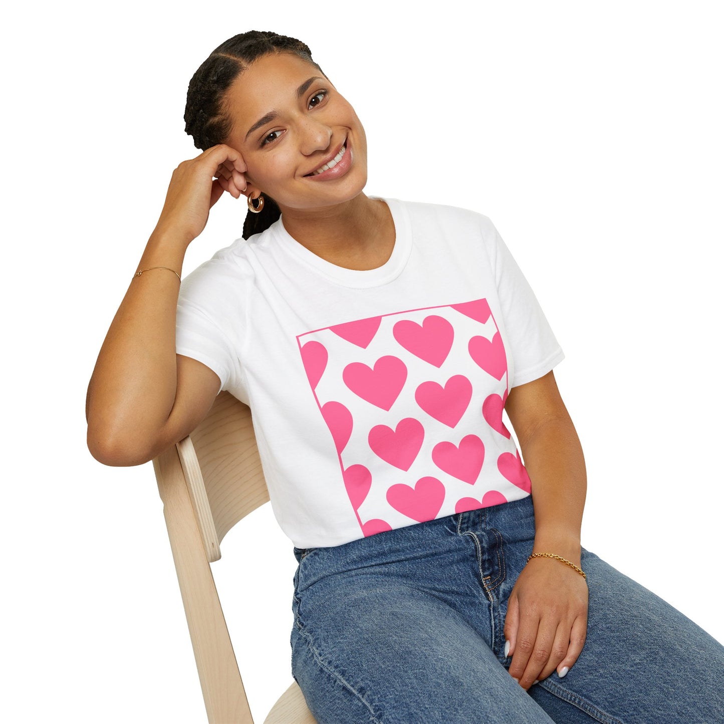 Pink Heart Pattern - 3/26 Collection - Graphic Unisex Softstyle T-Shirt