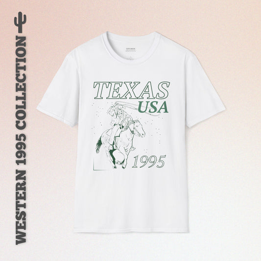 Texas, USA, Cowboy Lasso Graphic T-Shirt, Western 1995 Graphic Tee Collection