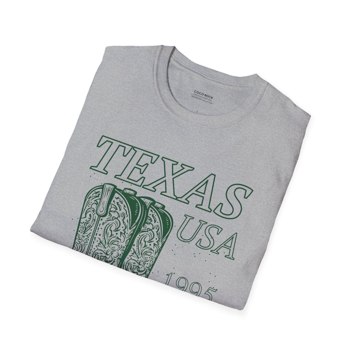 Texas, USA, Cowboy Boots Graphic T-Shirt, Western 1995 Graphic Tee Collection