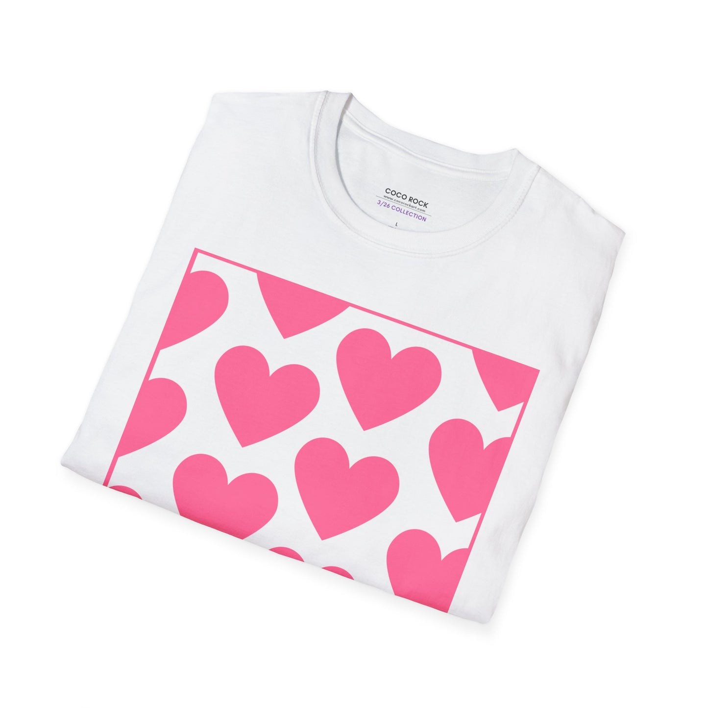 Pink Heart Pattern - 3/26 Collection - Graphic Unisex Softstyle T-Shirt