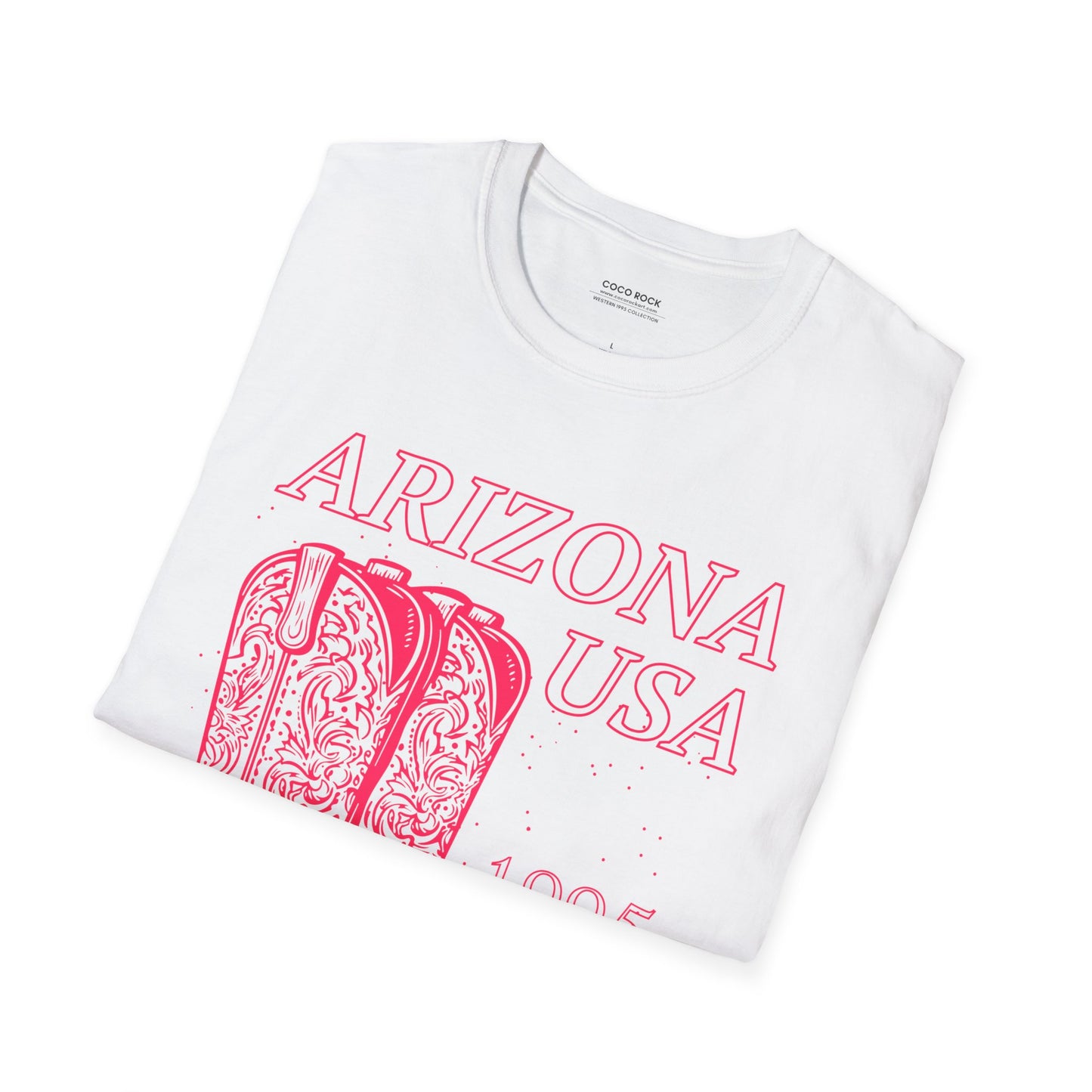 Arizona, USA, Pink Cowboy Boots Graphic T-Shirt, Western 1995 Graphic Tee Collection