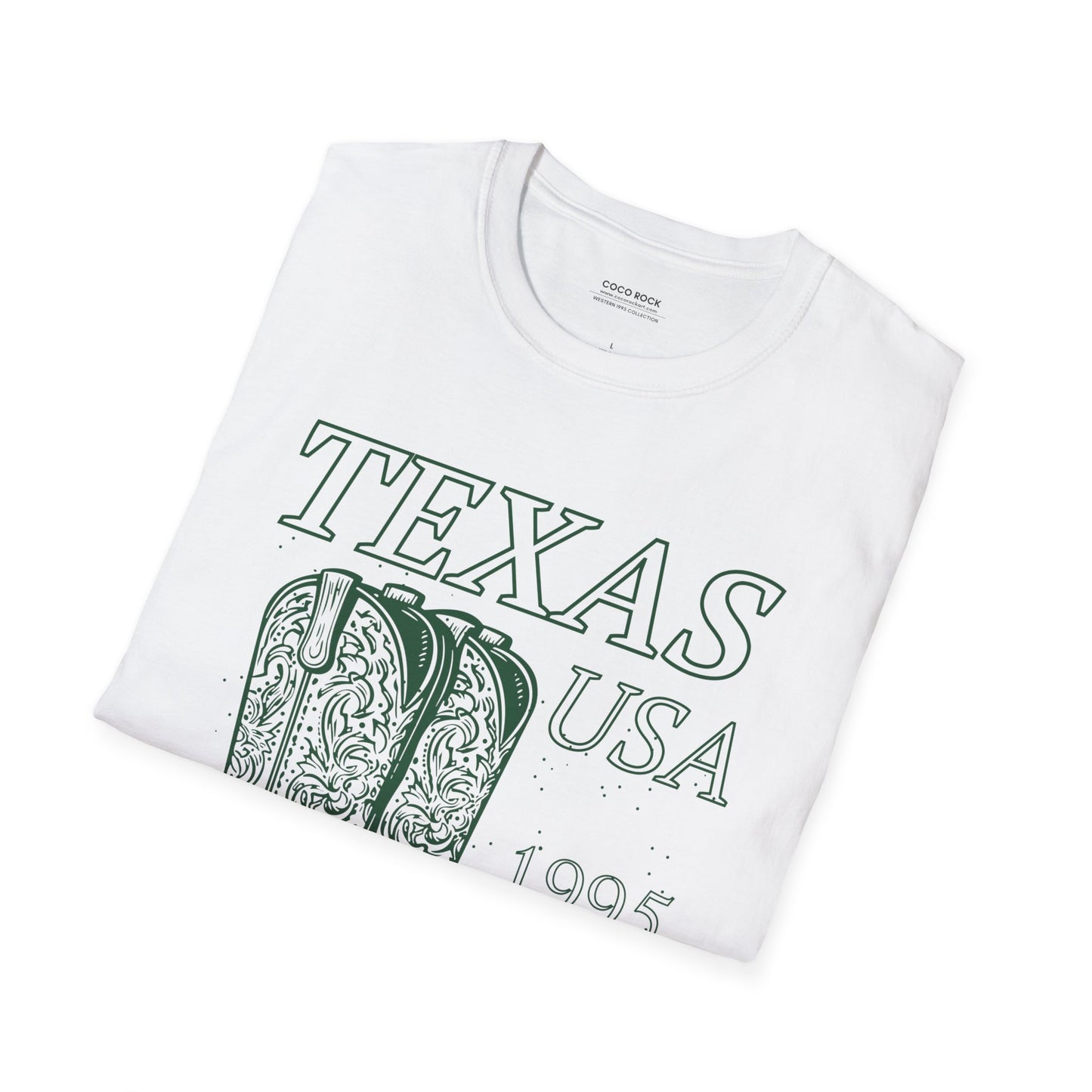 Texas, USA, Cowboy Boots Graphic T-Shirt, Western 1995 Graphic Tee Collection