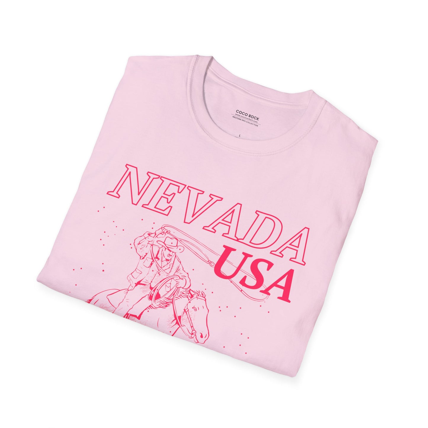 Nevada, USA, Pink Cowboy Lasso Graphic T-Shirt, Western 1995 Graphic Tee Collection