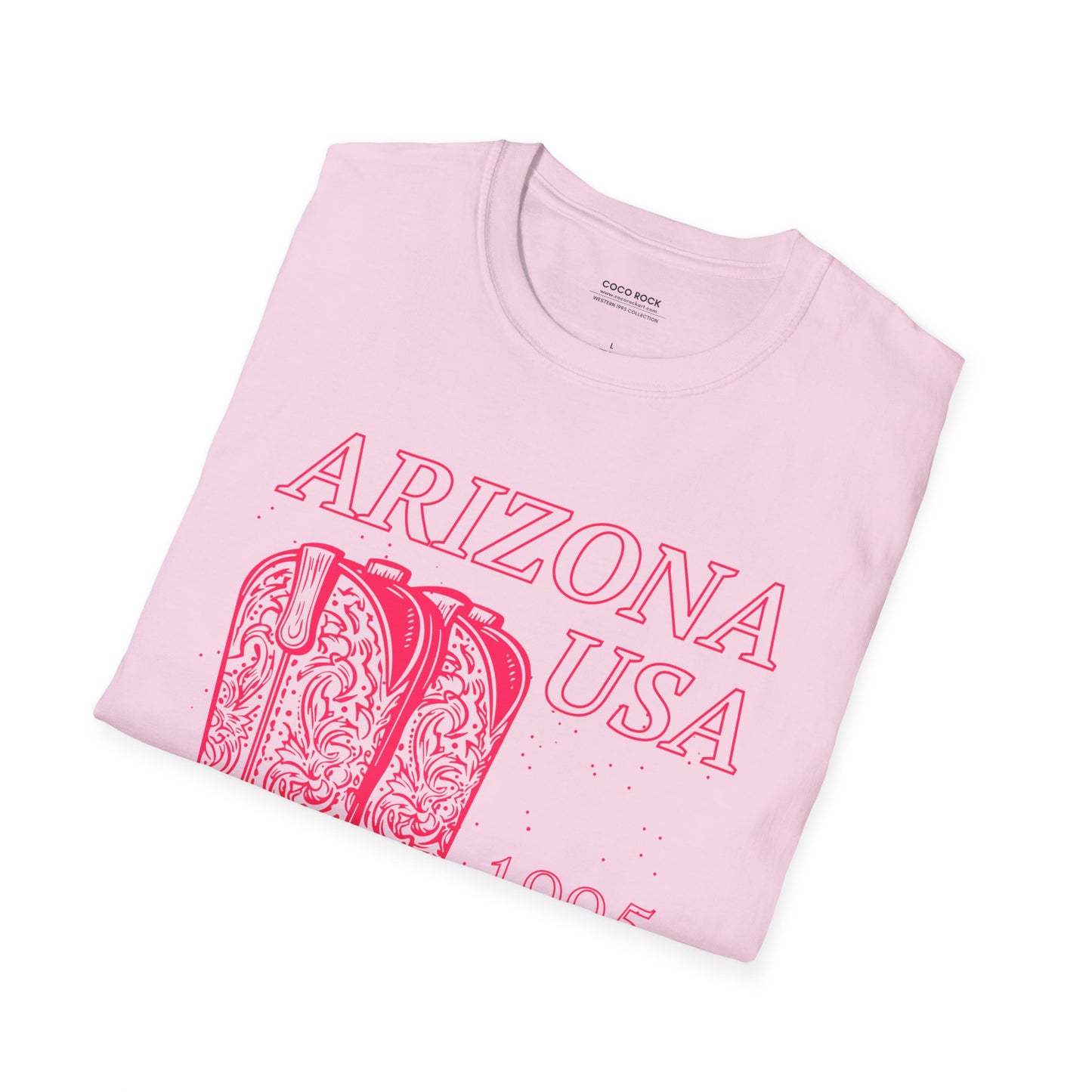 Arizona, USA, Pink Cowboy Boots Graphic T-Shirt, Western 1995 Graphic Tee Collection