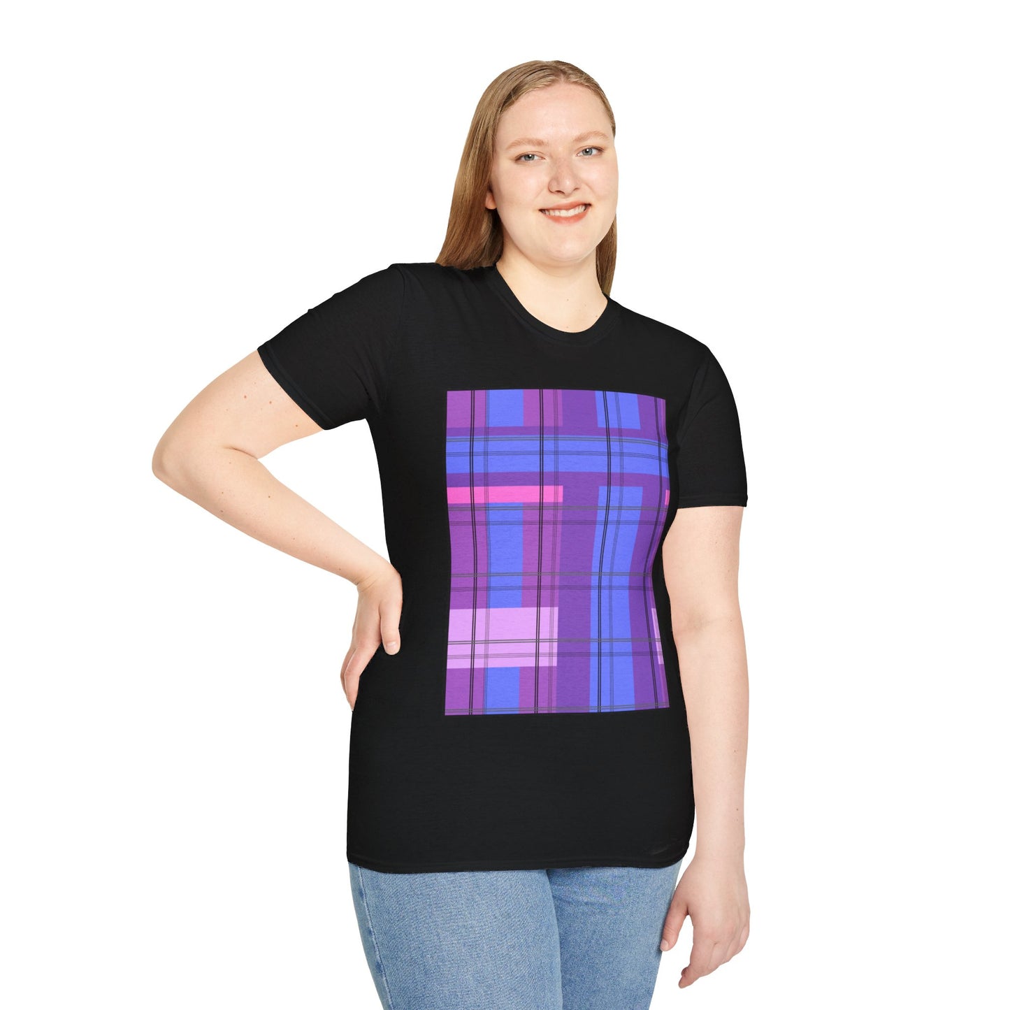 Purple Plaid Pattern - 3/26 Collection - Graphic Unisex Softstyle T-Shirt