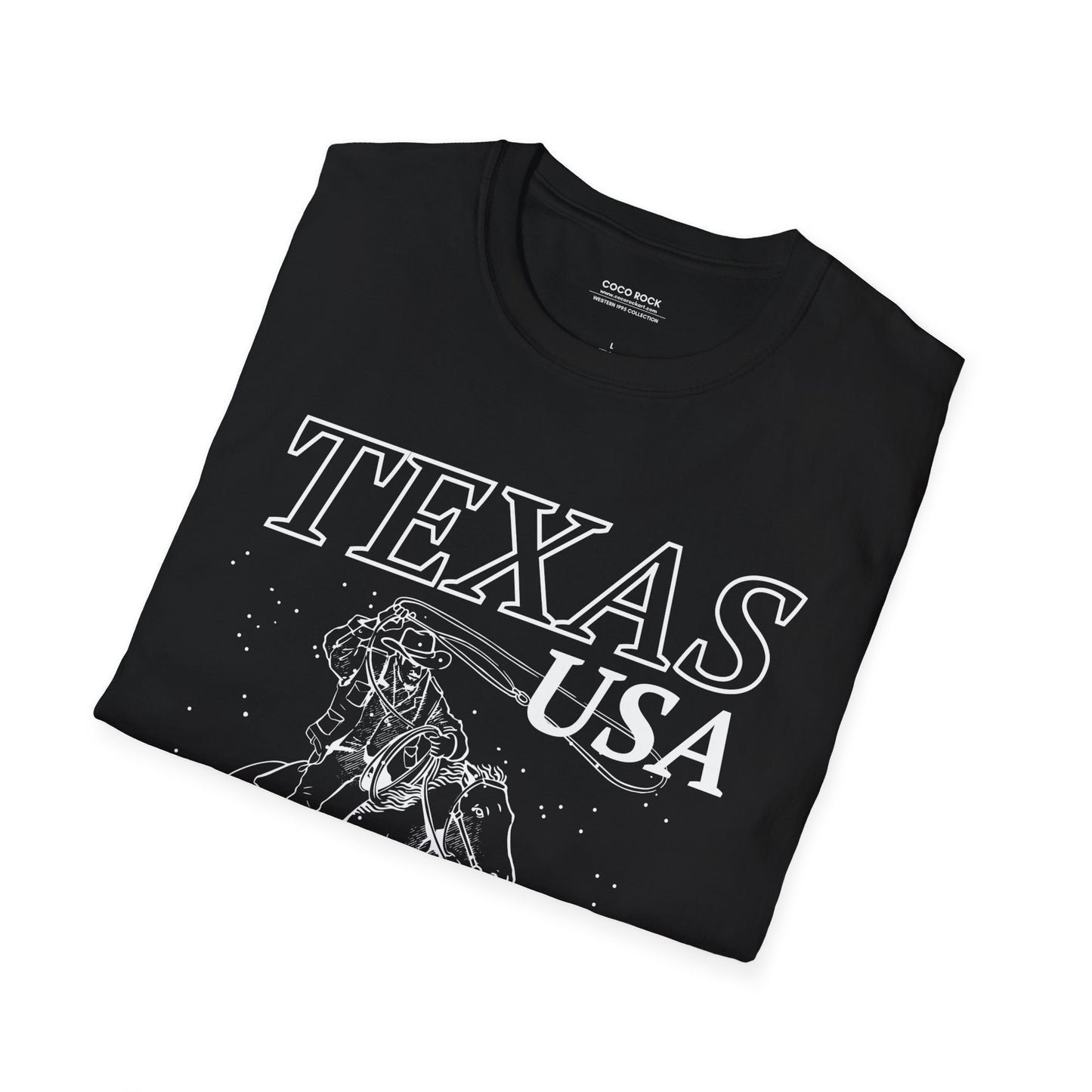 Texas, USA, White Cowboy Lasso Graphic T-Shirt, Western 1995 Graphic Tee Collection