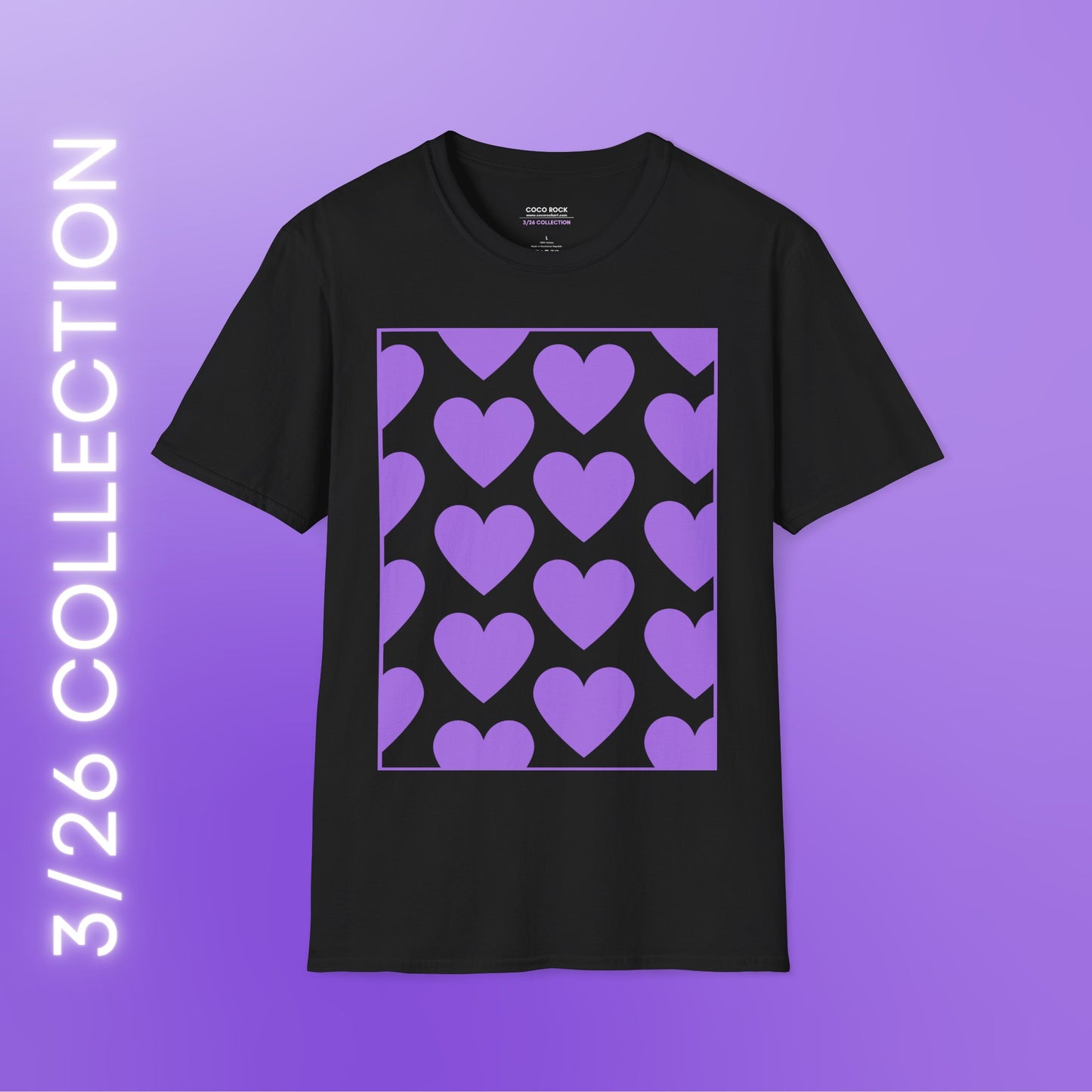 Purple Heart Pattern - 3/26 Collection - Graphic Unisex Softstyle T-Shirt