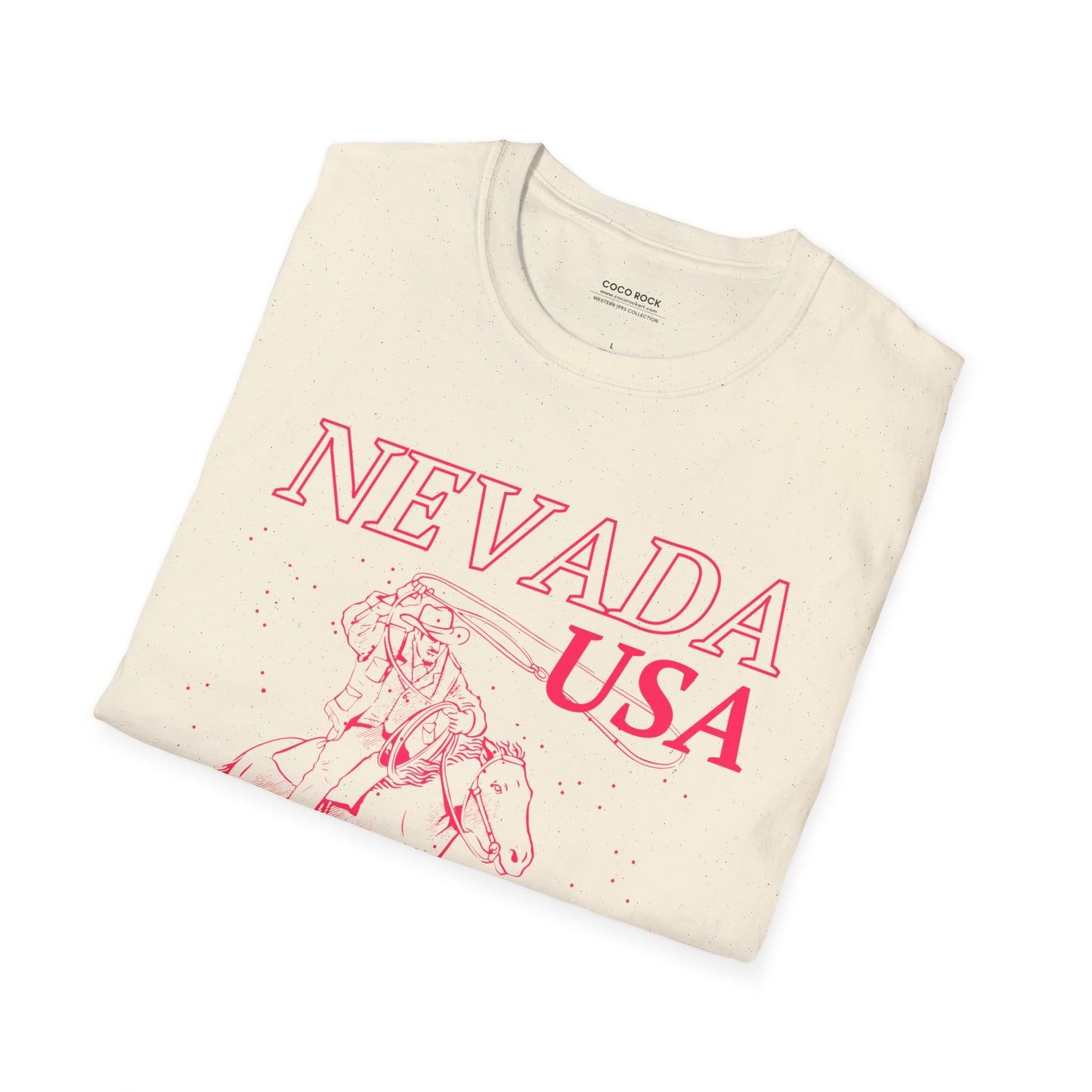 Nevada, USA, Pink Cowboy Lasso Graphic T-Shirt, Western 1995 Graphic Tee Collection