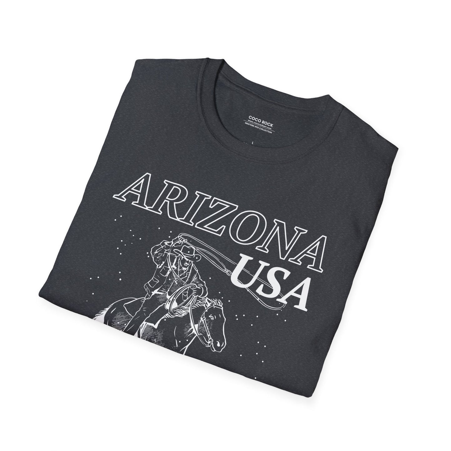 Arizona, USA, White Cowboy Lasso Graphic T-Shirt, Western 1995 Graphic Tee Collection